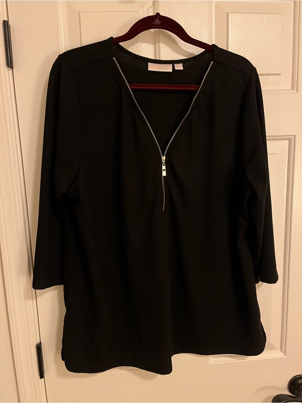 Belle by Kim Gravel Signature Gold Zip V-neck Top XL